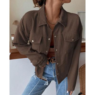 China 2021 Winter Fashion Autumn Women's Breathable Corduroy Suit Lantern Baseball Cropped Regular Long Sleeve Casual Women Jacket Coat for sale