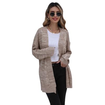 China 2021 high quality custom women's sweaters fall Anti-wrinkle winter mid length solid knit cardigan sweater women solid fashion for sale