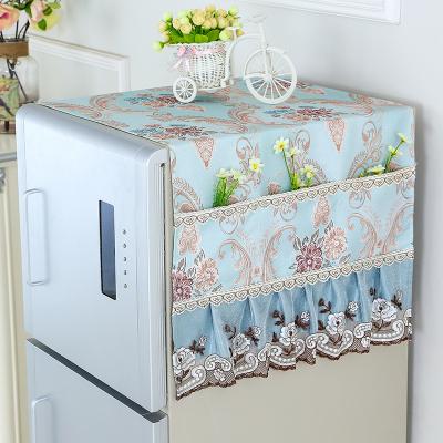 China Durable High Quality Knetting Refrigerator Dust Cover Cloth Top Refrigerator Covers Powerful Storage Pockets for sale