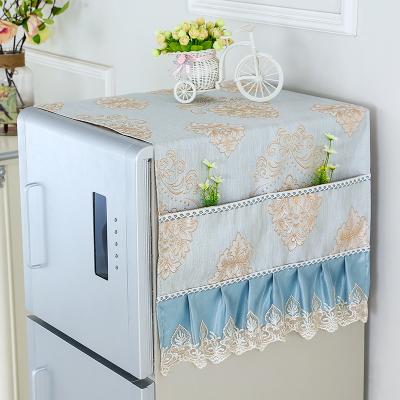 China Sustainable Top Selling Fridge Dust Proof Cover Set With Pockets Polyester Printing Washable Fridge Cover for sale