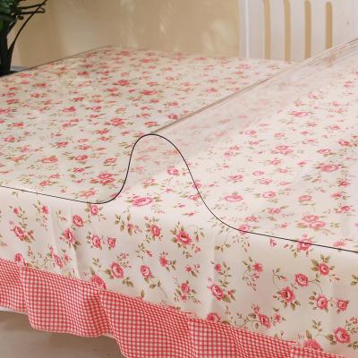 China Waterproof High Quality Plastic Table Cover Rolls Protector Tablecloths Transparent Soft Glass Heat Resistant Good Adhesion for sale