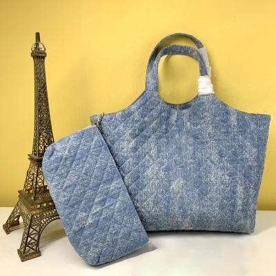 China Fashion Customized Denim Bags Below Bags Portable Shoulder Bags Plaid Bags Zipper Commuter Temperament Fashion Large Capacity Women for sale