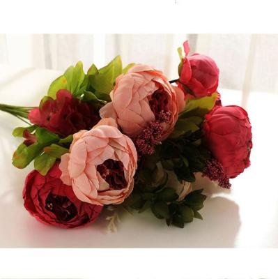 China European Conveniently Hand Flower Style Peony Bouquet Flowers For Decoration Wedding Artificial for sale