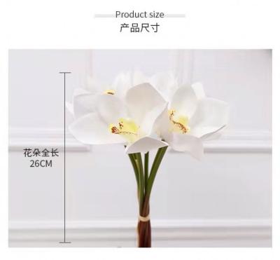 China Convieniently Preserved Artificial Flower Supplier 3D 6 Heads Real Orchids Bouquet Flowers for sale