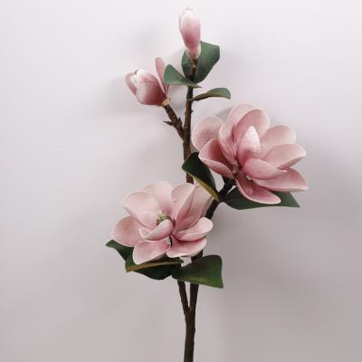 China Minimalist Elegant Real Magnolias Lily Magnolia Flower White Decorative Touch PU Artificial Flower Branches for sale