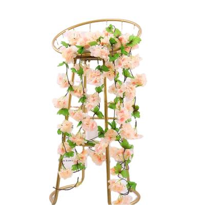 China Convieniently 18 Bunches of Artificial Cherry Vine 2.35m Garland Vine Hanging Rose Floral Decor Wedding Arch Home Flower Arrangements for sale