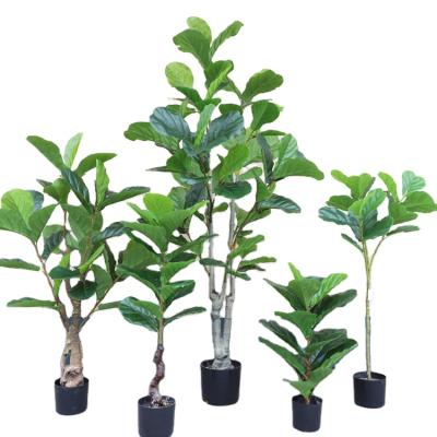 China Artificial Natural Beauty Fluffy Home Decoration Conveniently Potted Violin Leaf Fig Plant Majesty Palm Plant House Plant Decoration for sale