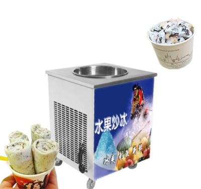 China Commercial Circular Pan Fried Ice Cream Machine Single Fried Ice Cream Roll Machine Thailand Supply Factory Price Circular Frying Ice Cream Machine for sale