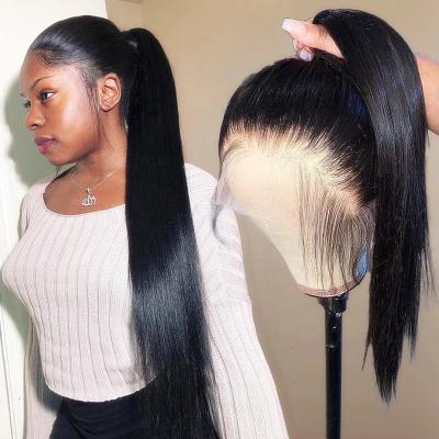 China Silky Straight 150% 220% Lace Front Human Hair Wigs For Black Women, Wholesale Price Brazilian Virgin Hair Transparent Lace Front Wig for sale