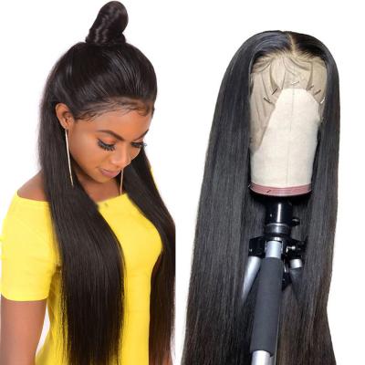 China Silky Straight Wave 26 Straight 28 Inch Lace Hair Wigs HD Transparent Bone T Piece Straight Hair Wigs For Women 13x4 Lace Closure Wig for sale