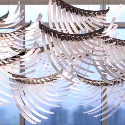 China Modern Customized creative feather wing shape decorative chandelier hotel ballroom luxury large chandelier for sale