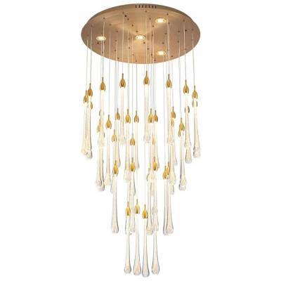 China Modern High quality nordic modern simple living room pendant light round chandelier with water drops for sale