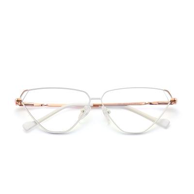 China Fashionable Optical Frame Complements Latest Designer Frames Eyeglasses Cat Eye Small Frame Metal Optical Frames Factoring Blue Light Glasses For Women for sale