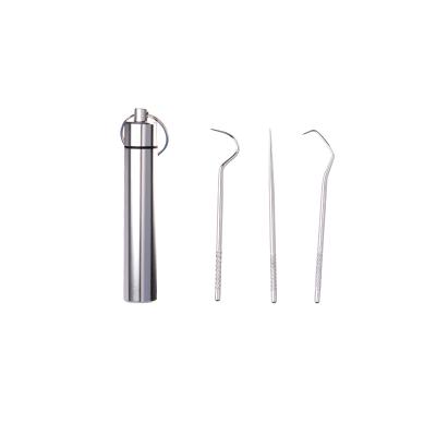 China Stainless Steel Portable Waterproof Pocket Mini Toothpick Key Pick Teeth Chain Toothpick Kit 9.6cm*1.5cm*1.5cm for sale