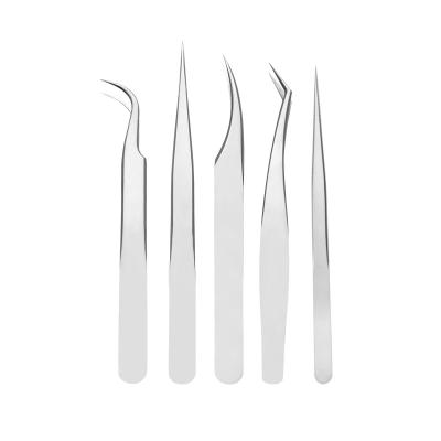 China 2021 Portable Hot Seller 5Psc Extension Curved Eyelash Tools Eyebrow Tweezers Eyelash Contacts Clip Kit for sale