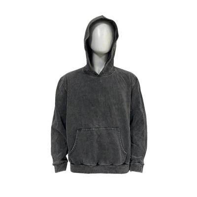 China Vintage Anti Shrink Oversized Cotton Mens Black Acid Stone Wash Hoodies for sale