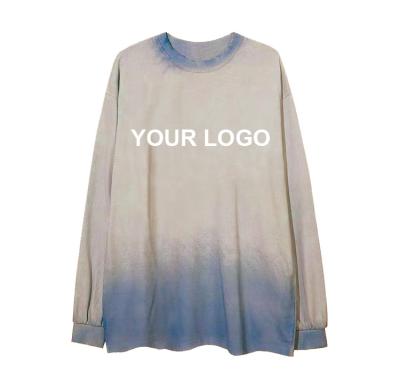 China Custom Round Neck Tie Dye Gradient Pullover Anti Wrinkle Round Neck Tie Around Hoodies And Sweatshirts for sale