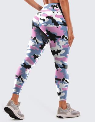 China Breathable Women's camouflage print high waist stretch hip lift exercise leggings, outdoor sports yoga fitness running yoga pants for sale