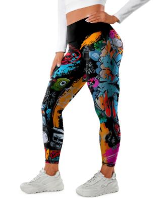 China Breathable Women's high-waisted Yoga fashion cartoon print elastic breathable hip lift Exercise Running leggings Sports Fitness leggings for sale