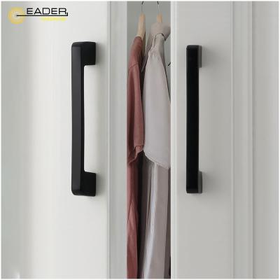 China EADER Simple Design Aluminum Alloy Wardrobe Handle Black High Level Cabinet Handle Drawer Handle American Style for sale