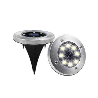 China 2021 Garden Smart Lawn Patio Led Stainless Steel Disc Solar Powered Lawn Light, 8 Green Powered Outdoor Led Solar Garden Light for sale