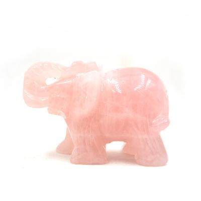 China China Wholesale Natural Powder Jade Crystal Elephant Carving Crafts for sale