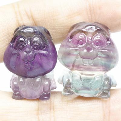 China China wholesale natural crystal carving crafts rainbow fluorite animal folk bear for wedding souvenirs guests for sale