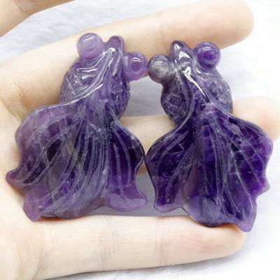 China China wholesale purple crystal carving goldfish for sale for sale