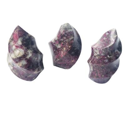 China China Wholesale Plum Tourmaline Flame Stone Grinding Crystal Craft for sale