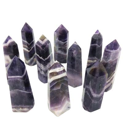 China China prism home office feng shui furnishings natural amethyst columns the six rose quartz crystal points wand tower for sale