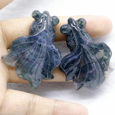 China China crystal carved goldfish wholesale in natural seaweed agate stone for sale for sale