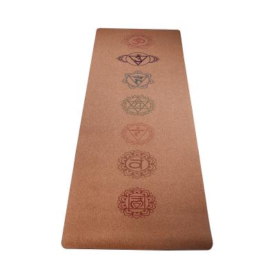 China Durable Lightweight Waterproof Foldable Design Pattern 3Mm Lengthen Non-slip Eco-Friendly Cork Yoga Mat Widened for sale