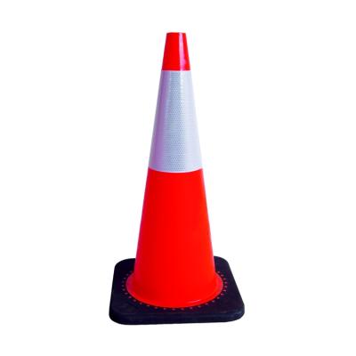 China Flexible / 2 Tapes 19A 700mm PVC Flexible Orange Reflective Traffic Caution Cones for sale