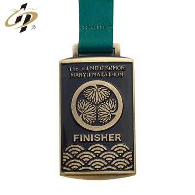 China Custom Made Europe High Quality Bronze Enamel Sports Metal Finisher Running Marathon Medal for sale