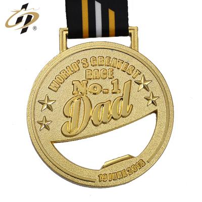 China Europe Gold Plating Logo Metal Finisher Bottle Opener Zinc Alloy Custom Engraved Medals for sale