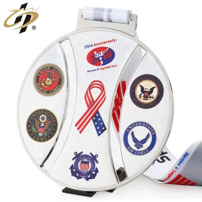 China Europe Bulk Item Zinc Alloy Custom Logo Printed US Sport Karate Military Medals With Ribbon for sale