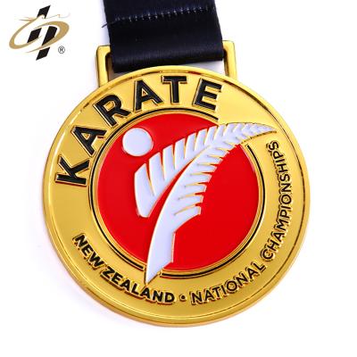 China Europe Metal Round Shaped Custom Engraving National Championship Karate Medals for sale