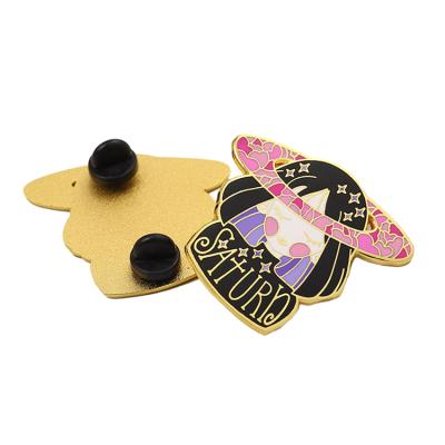 China Fantastic Europe Custom Design Hard Metal Gold Enamel Cartoon Flower Girl Lapel Pin for sale