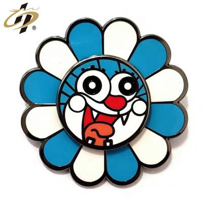 China Europe Custom Wholesale High Quality Black Enamel Flower Nickel Plated Hard Lapel Pins for sale