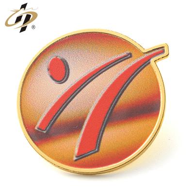 China Cheap Custom Europe Metal Gold CMYK Printing Lapel Pins For Souvenir for sale