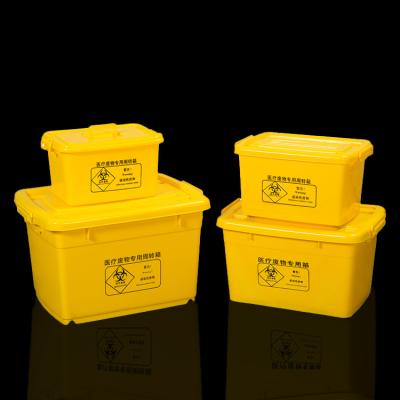 China Clinic Yellow Plastic Medical Waste Box With Handle And Wheels Transport Box Container Clinic for sale