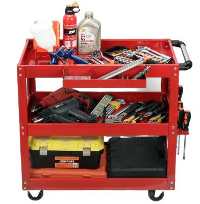 China Mobile Cheap Workshop Garage Metal Tool Cabinet / Tool Trolley Cheap Tool Cart With Handle And Wheels for sale