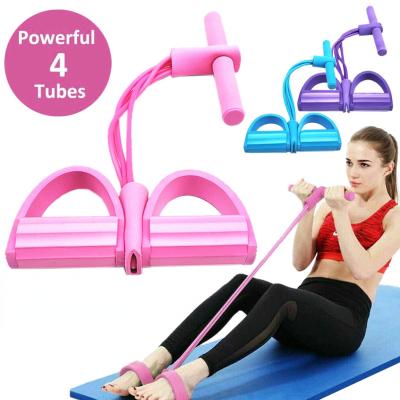 China Yoga Home Gym Sport Forming Pedal Stretcher Pull Ropes Rower Belly Resistance Band Four Tube Elastic Bands For Fitness Equipment for sale