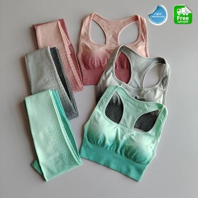 China Breathable 2 Piece Wholesale Gym Equipment Women Yoga Set Seamless Sports Bra Leggings Fitness Clothing Sport Wear for sale