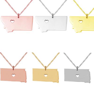 China TRENDY Montana Map Jewelry South Dakota Map Necklace Stainless Steel Necklace for sale