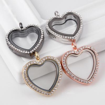 China CLASSIC Heart Diamond Pendant DIY Glass Pendant Frames Float Pendant Drops For Necklace Photo Box Pendant for sale