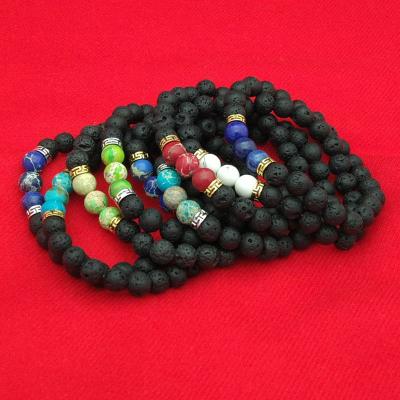 China Natural Stone Bracelet Turquoise Prayer Buddha Bracelet Hiphop Lava Rock Stone Beads Bracelet Slaps Women Men for sale