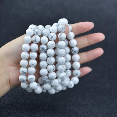 China 4mm 6mm 8mm 10mm 12mm Howlite Beaded Bracelet Yoga Amazon Bangle White Elastic Rope Handmade Hot Natural Stone Turquoise FASHIONABLE for sale