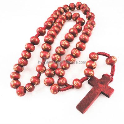 China Christian Handmade Saint Wooden Bead Rosary Wooden Factory for sale