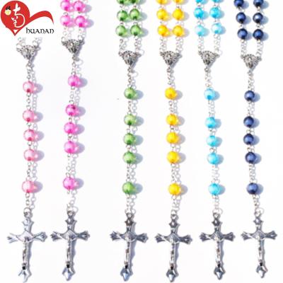 China Europe factory supply simple design plastic colorful beads rosary necklace for sale